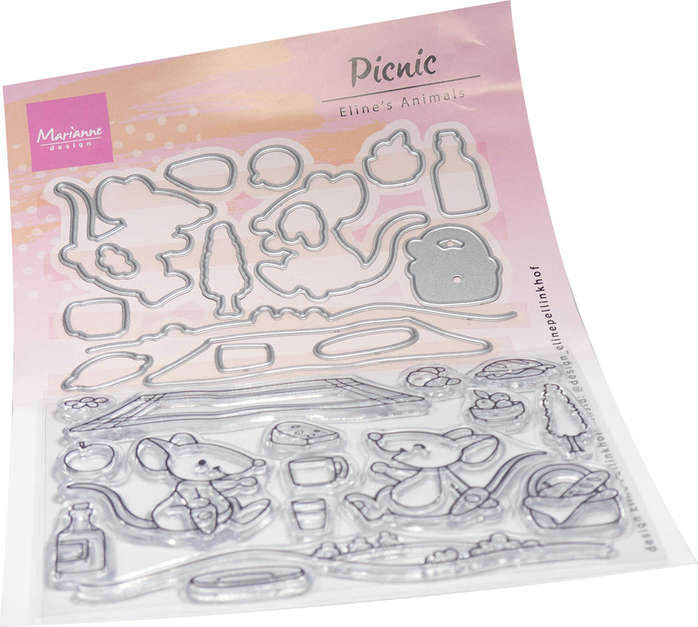 Marianne Design Tampon et Matrices de découpe - Animaux d'Eline - Pique-nique