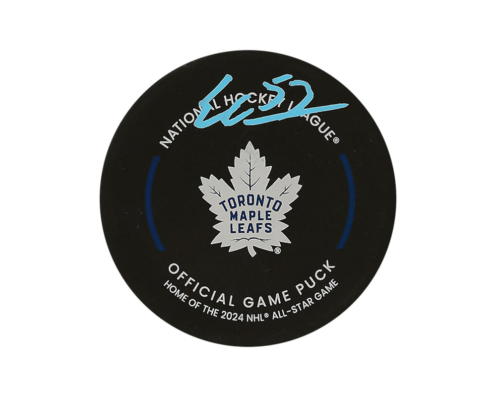 Palet de match officiel des Maple Leafs de Toronto autographié par Easton Cowan