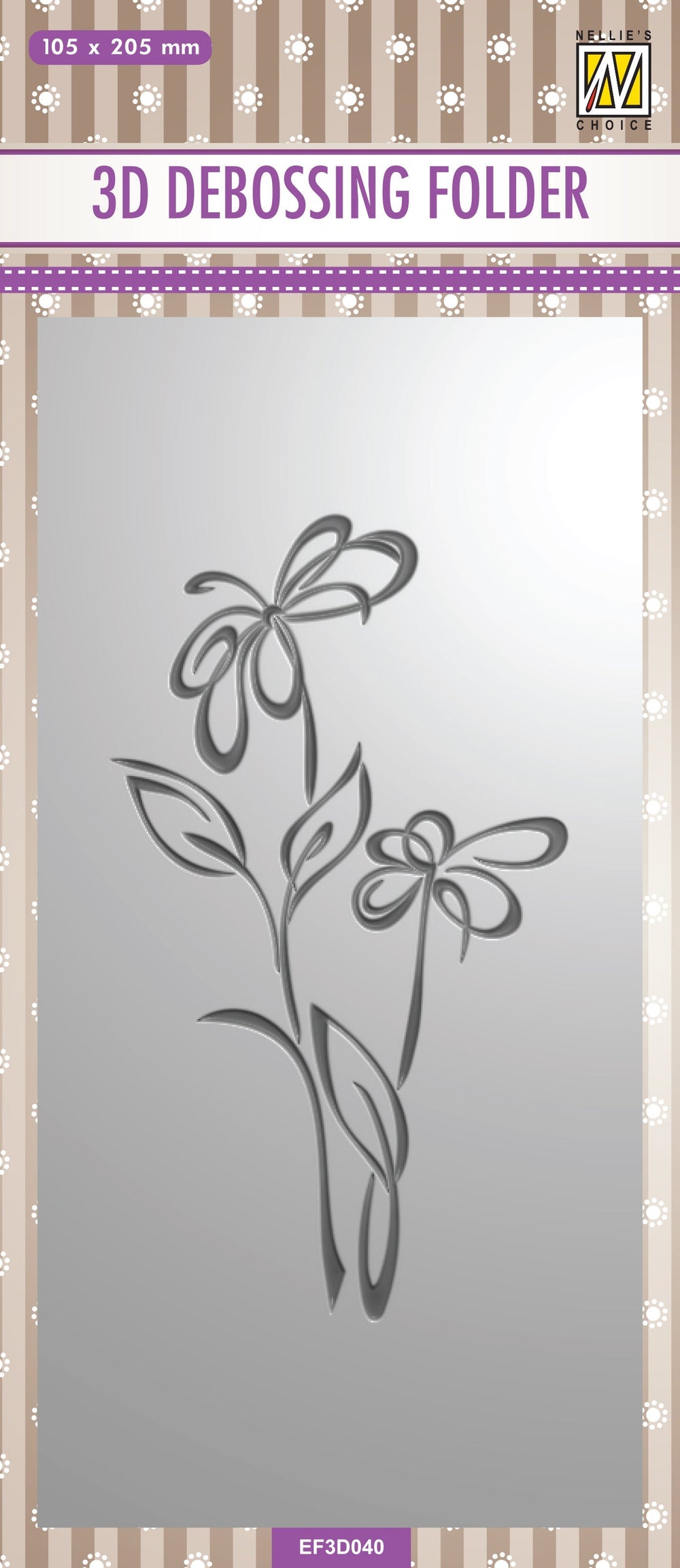 Nellie's Choice 3D Debossing Folder Slimline - Flower