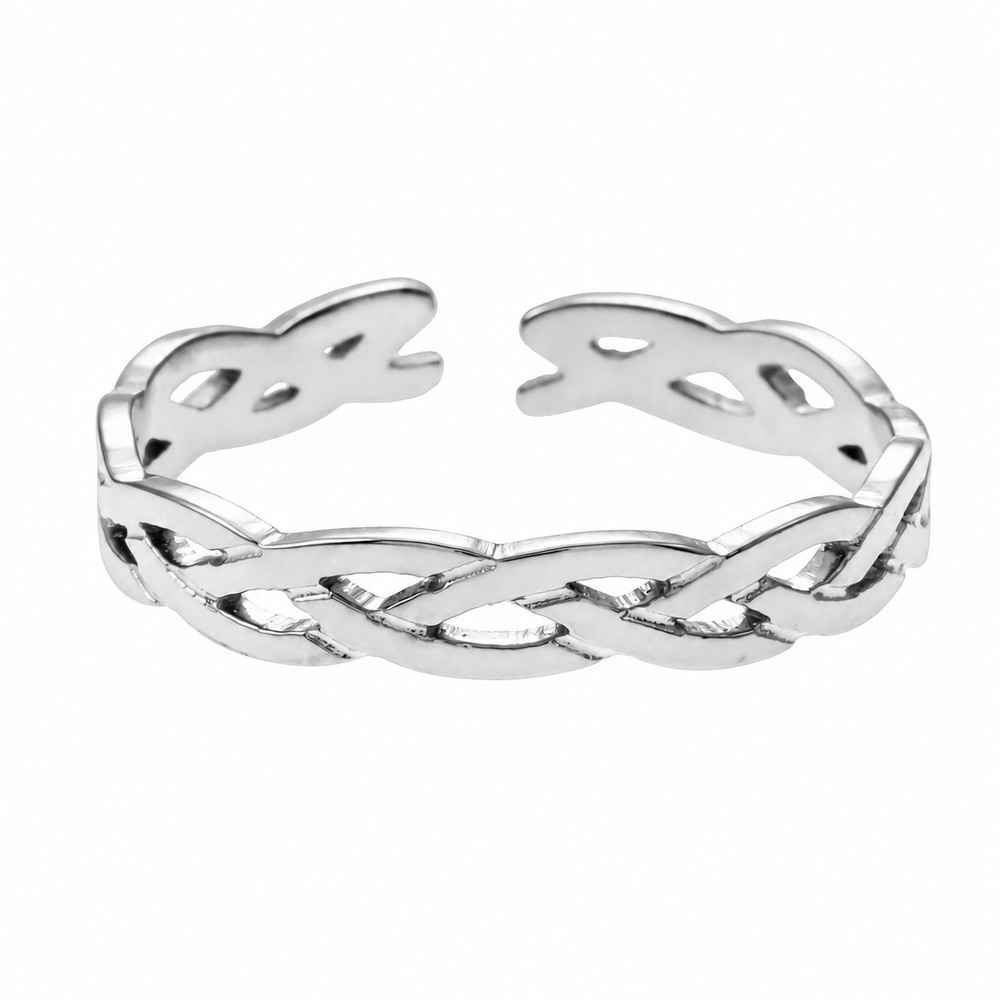 ELIOTT Argent (Or Blanc) : Bague Tressée Entrelacée