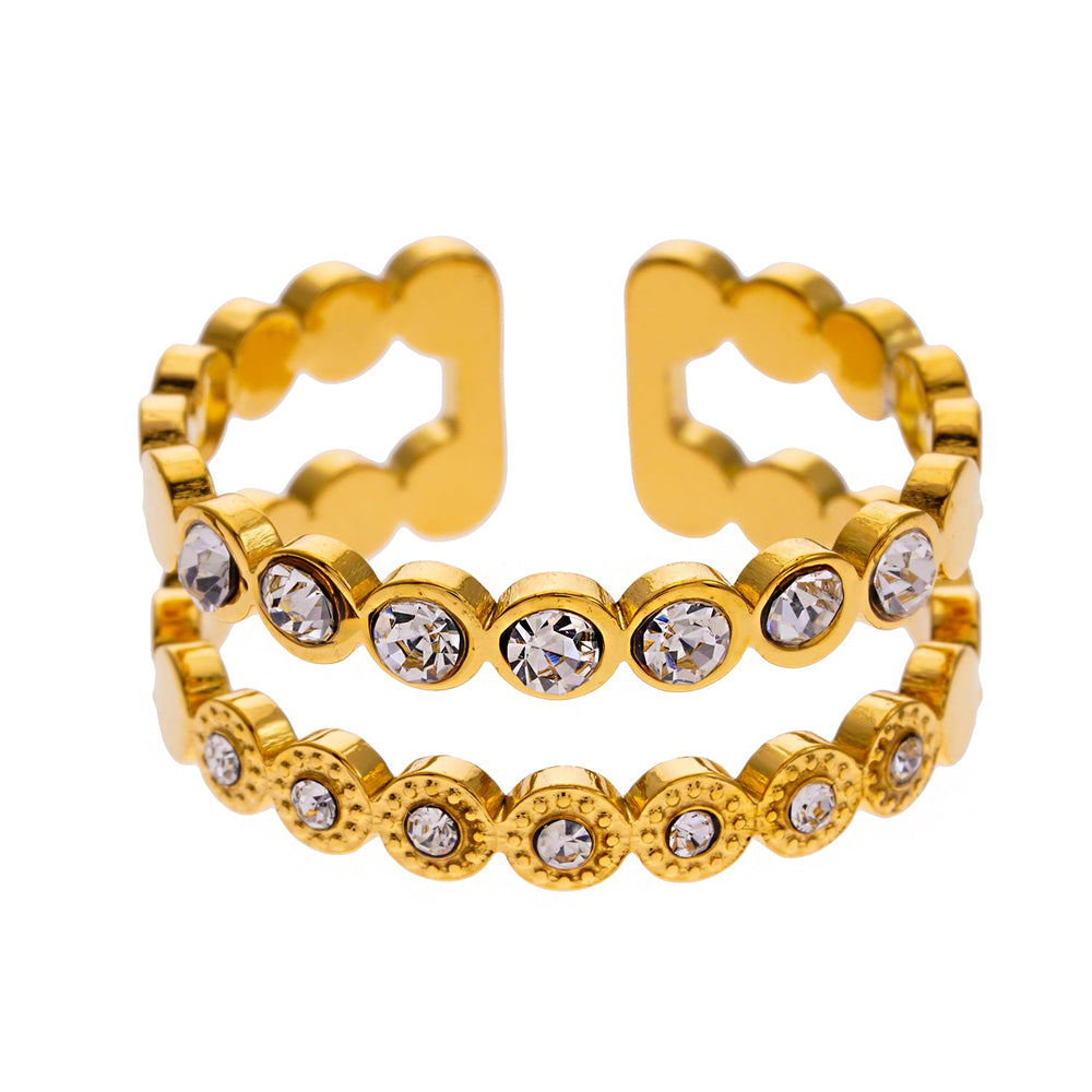 ERLAT : Bague texturée double empilement ornée de zirconiums