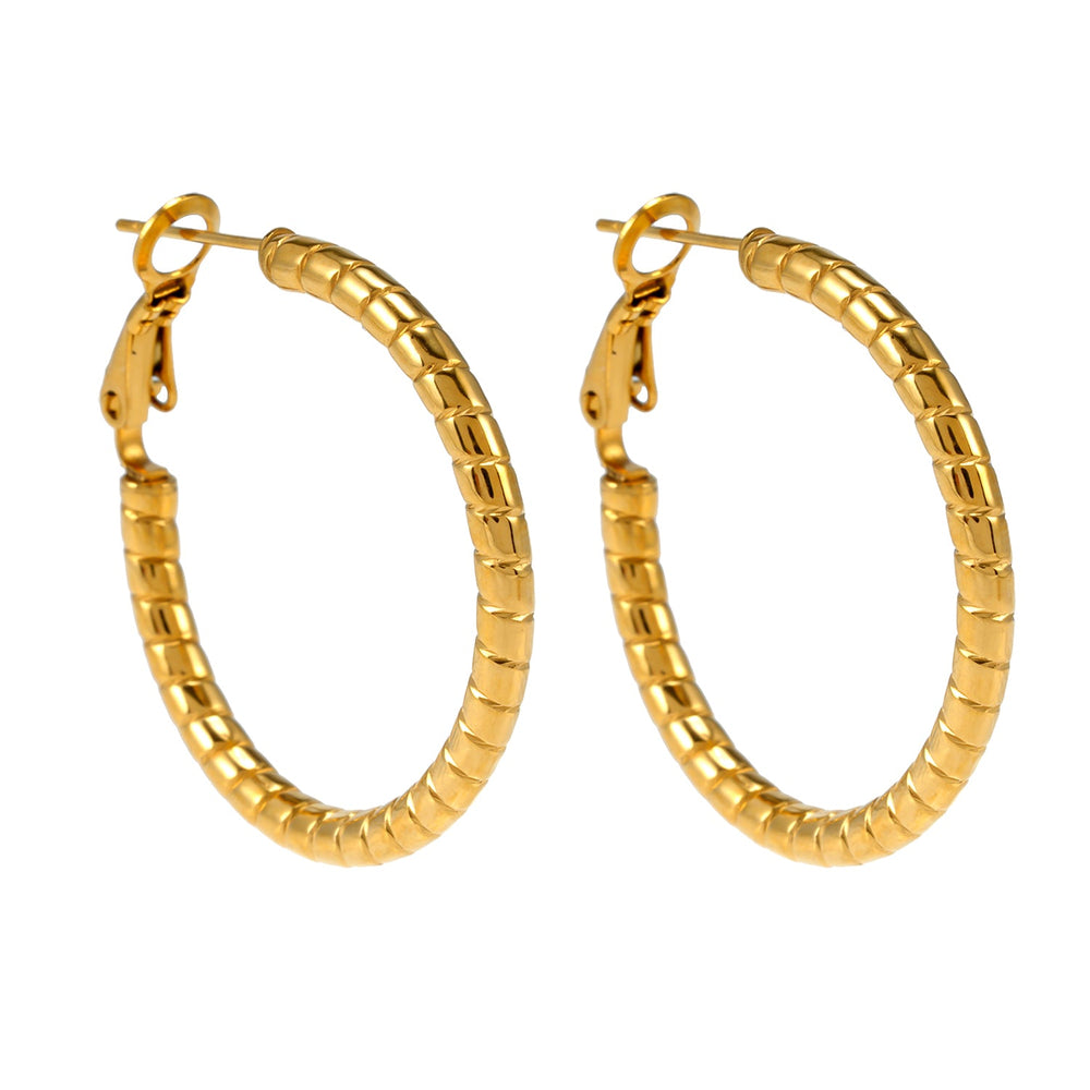 Boucles d'oreilles créoles Style ETSUKO : motif de roseau sculpté