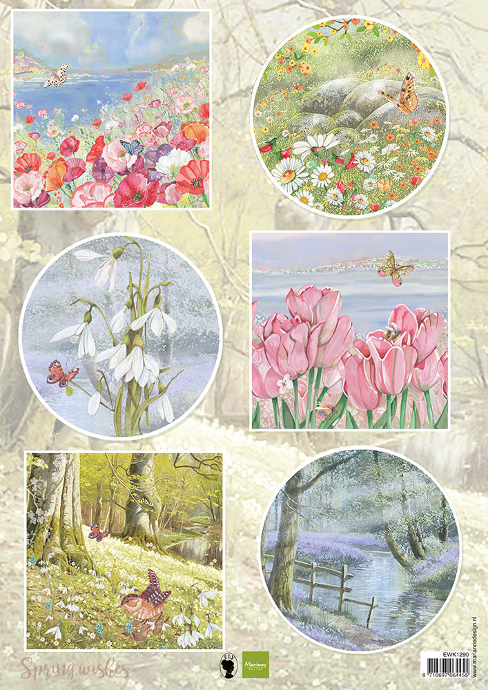 Marianne Design Feuille de découpe A4 - Vœux de printemps - Papillons