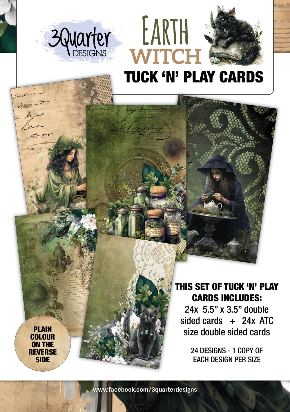 3Quarter Designs Earth Witch - Cartes à jouer Tuck N Play