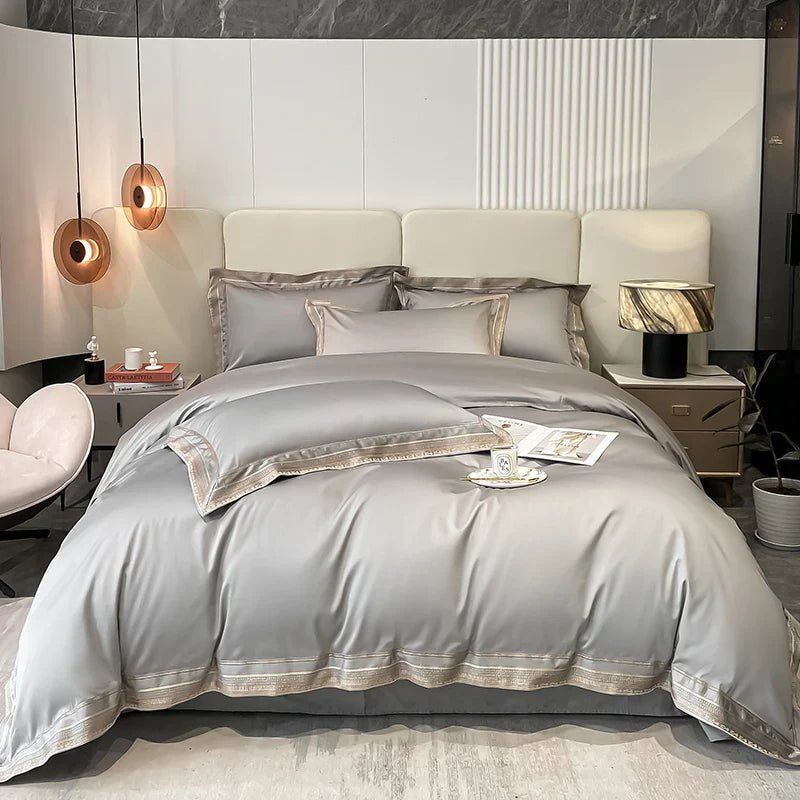 Ensemble de couette Royal Retreat avec broderie dorée 1000 fils - Argent