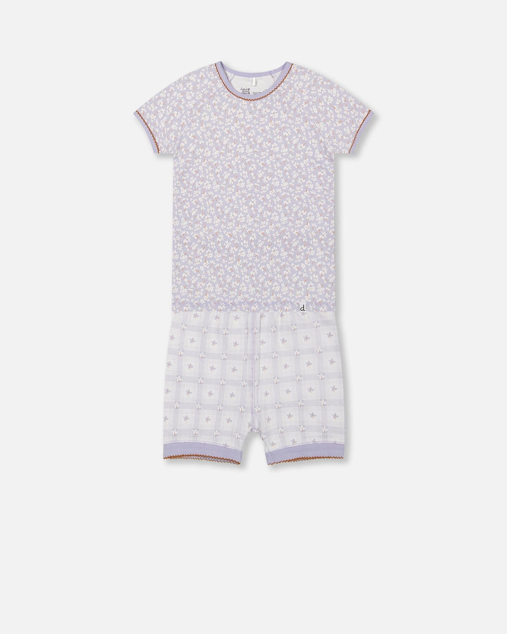 Ensemble de pyjama deux pièces en coton biologique, imprimé petites fleurs lilas