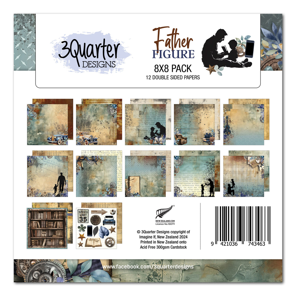 Pack de papier 8x8 Father Figure 3Quarter Designs