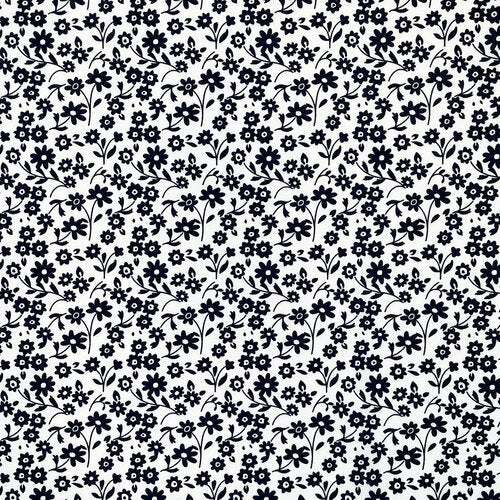 Fiori 2 by Gordon Fabrics - White with Black Flowers