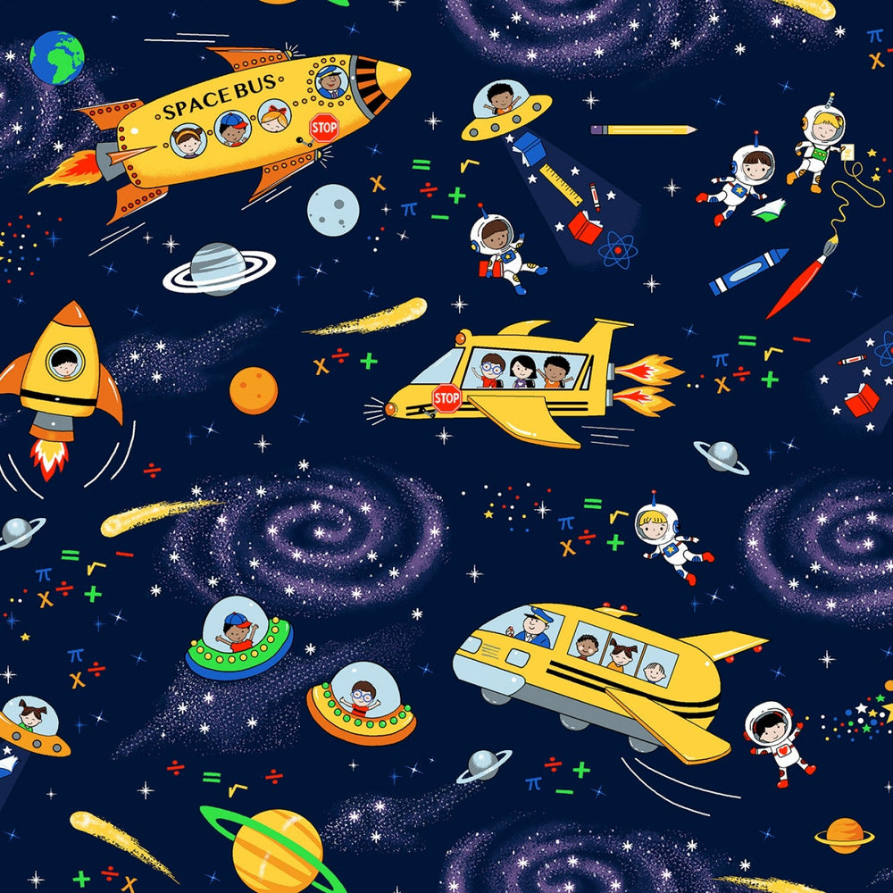 Extra Credit from Freckle and Lollie - Navy Cosmic Classroom — Cottage Quilting Ltd.