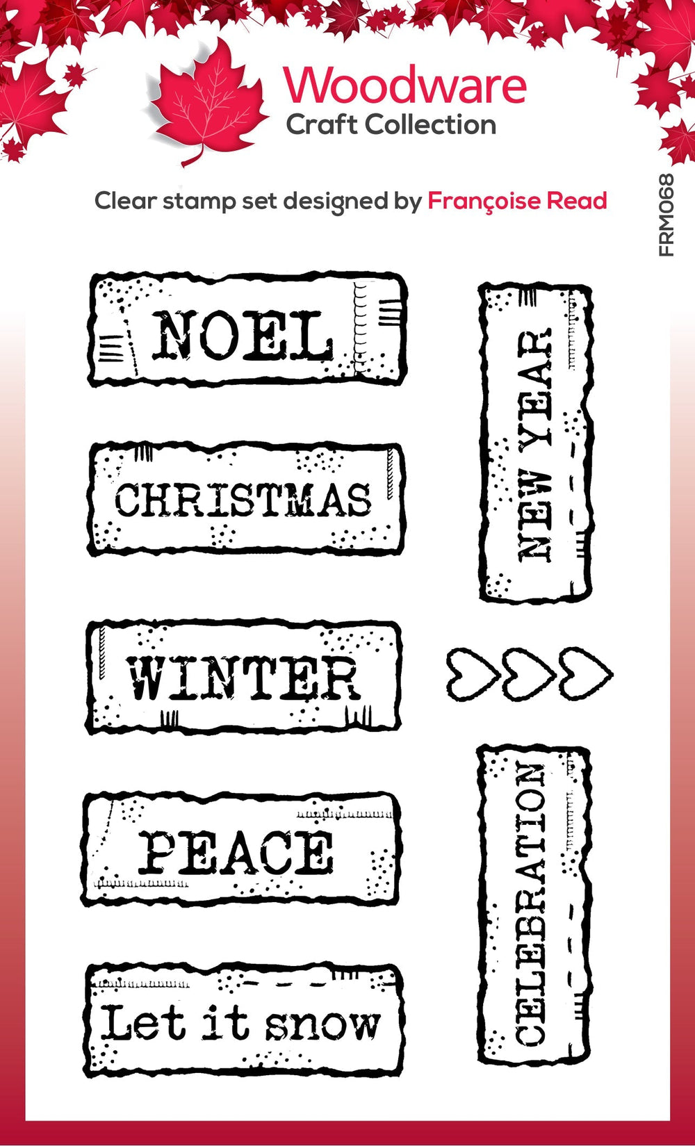 Tampon Woodware Clear Singles Étiquettes de Noël Scrapbooking 3 po x 4 po