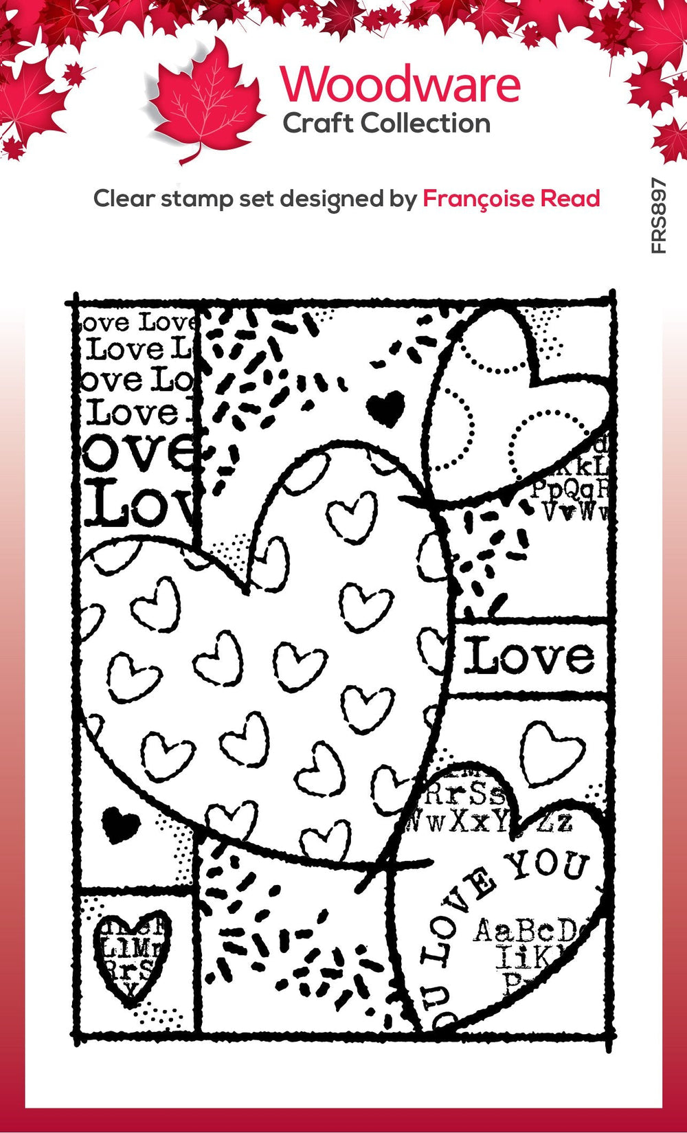 Woodware Clear Singles Heart Collage 4 in x 6 in Stamp