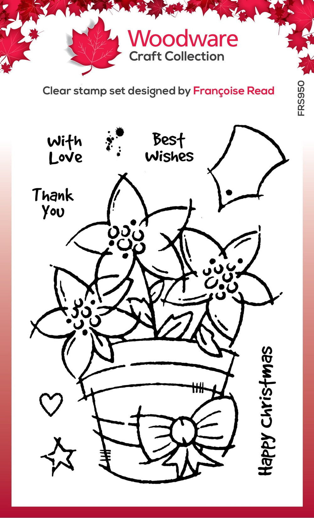 Woodware Clear Singles Poinsettias en pot 4 po x 6 po Tampon