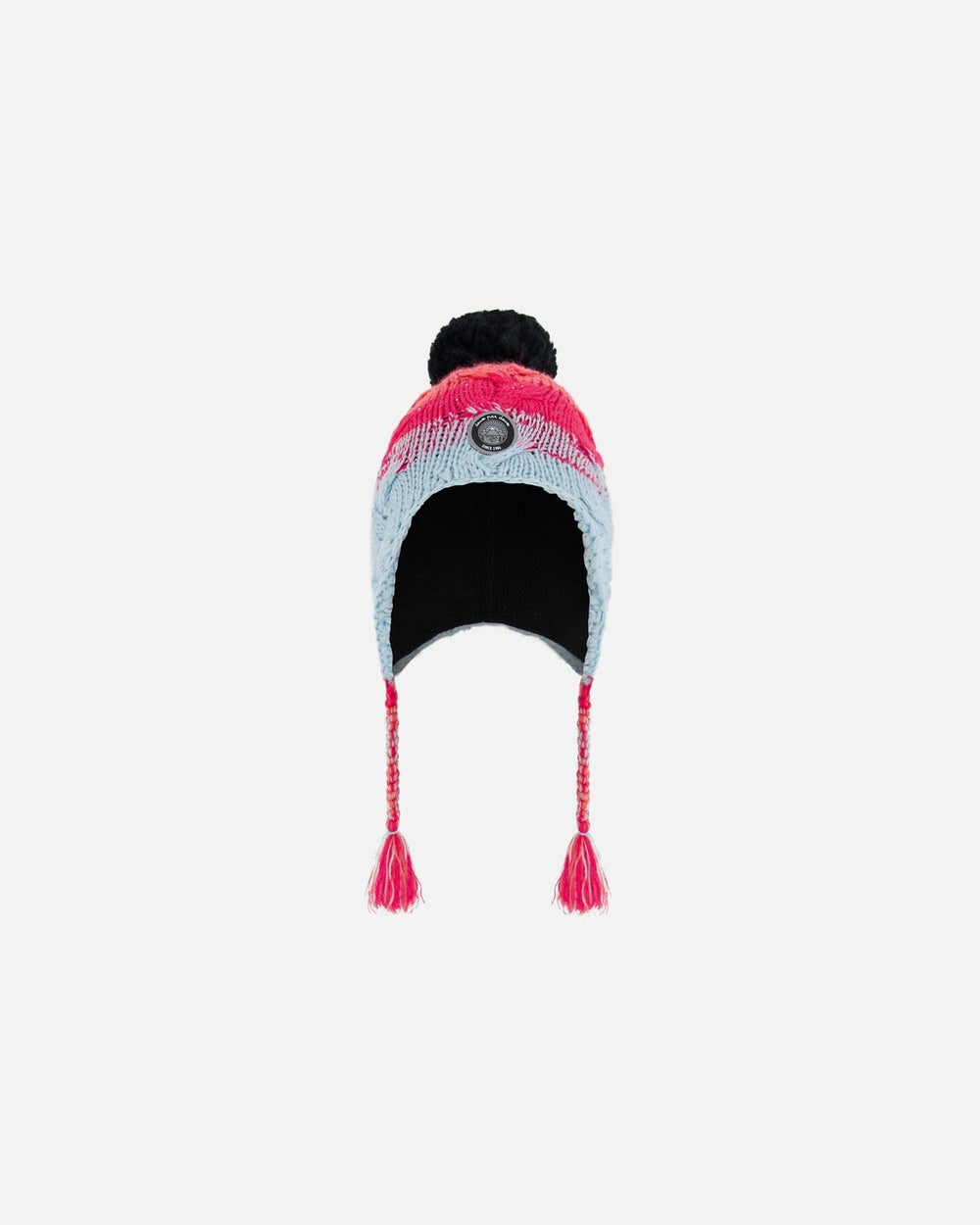Bonnet péruvien dégradé bleu, corail et fuchsia