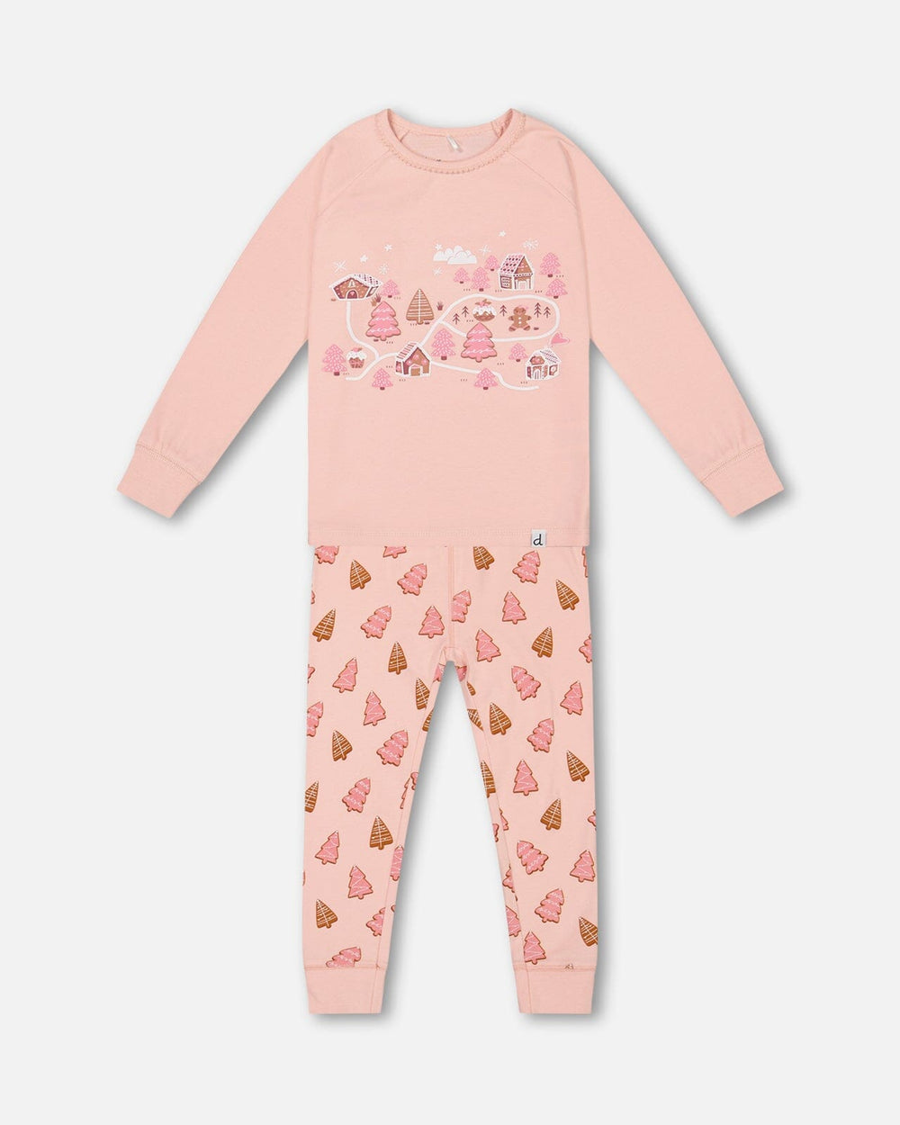 Ensemble de pyjama deux pièces en coton biologique, Rose Biscuits de Noël