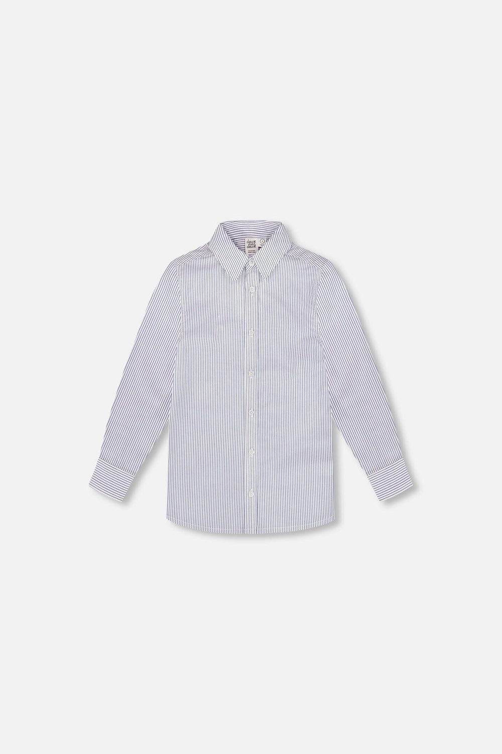 Chemise boutonnée à manches longues rayée bleu marine