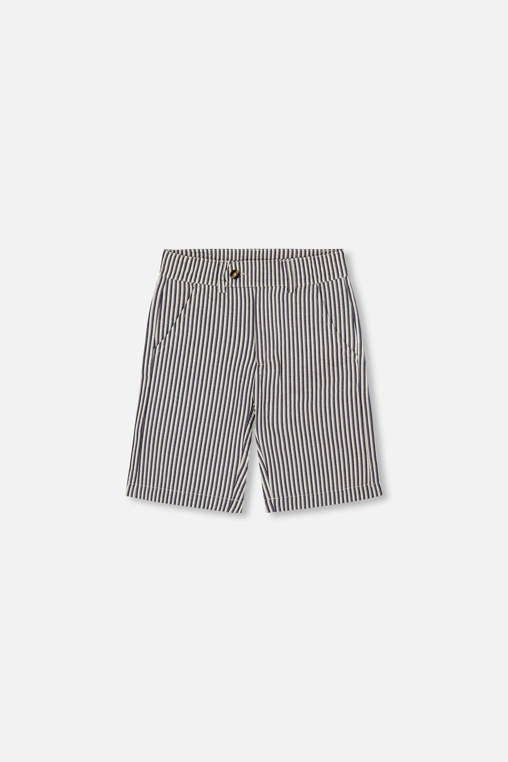 Slant Pocket Bermuda Shorts Navy Blue Striped