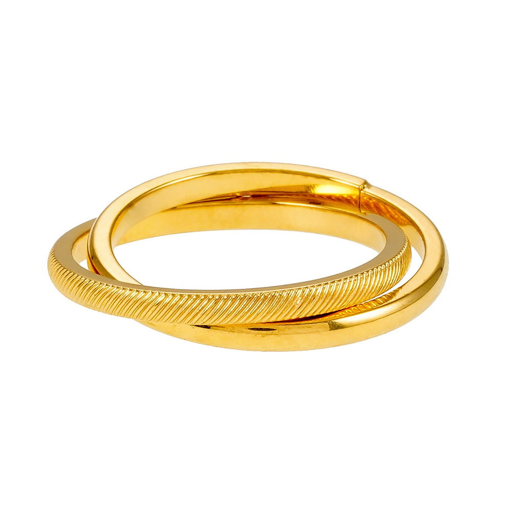GILBERT : Bague empilable interconnectée à double bande en or