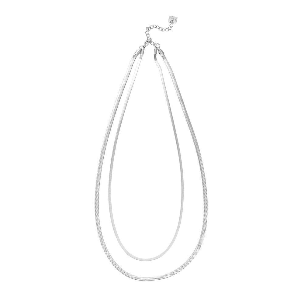 GINTA : Collier 2 rangs texturé effet peau de serpent, or blanc (ton argenté)