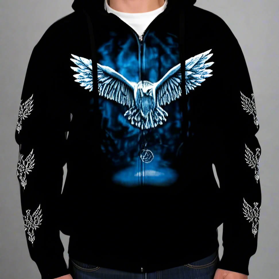 J&L Imports Men's Owl Zip-Up Hoodie
