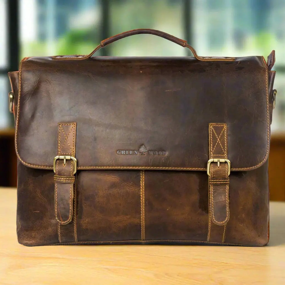 Sacoche pour ordinateur portable en cuir Greenwood