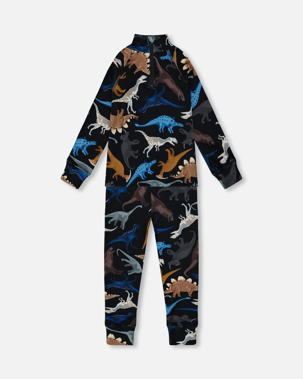 Two-Piece Thermal Underwear Seat Black Dinosaur Print — Deux par Deux