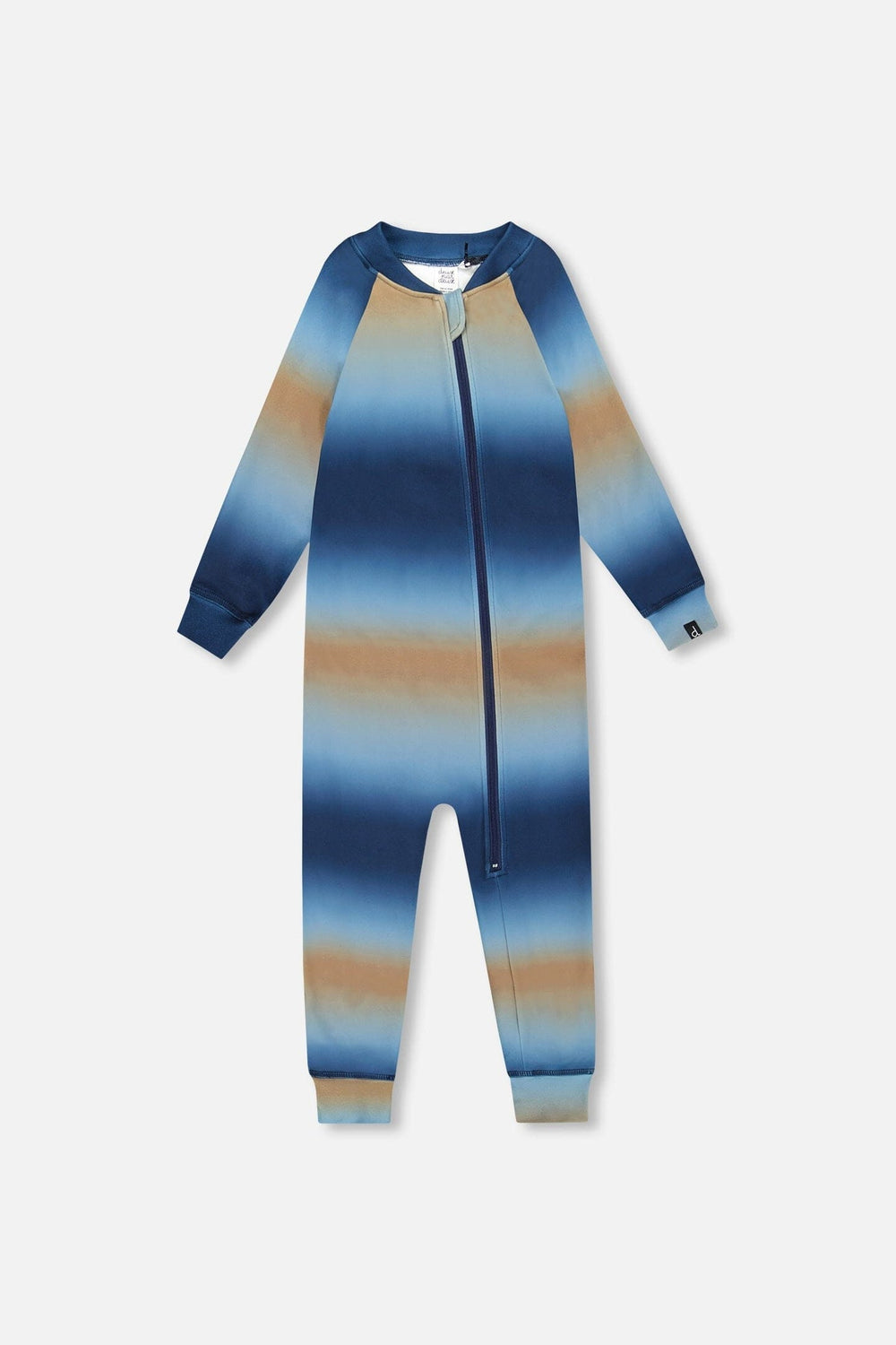 One-Piece Thermal Underwear Blue And Beige Gradient