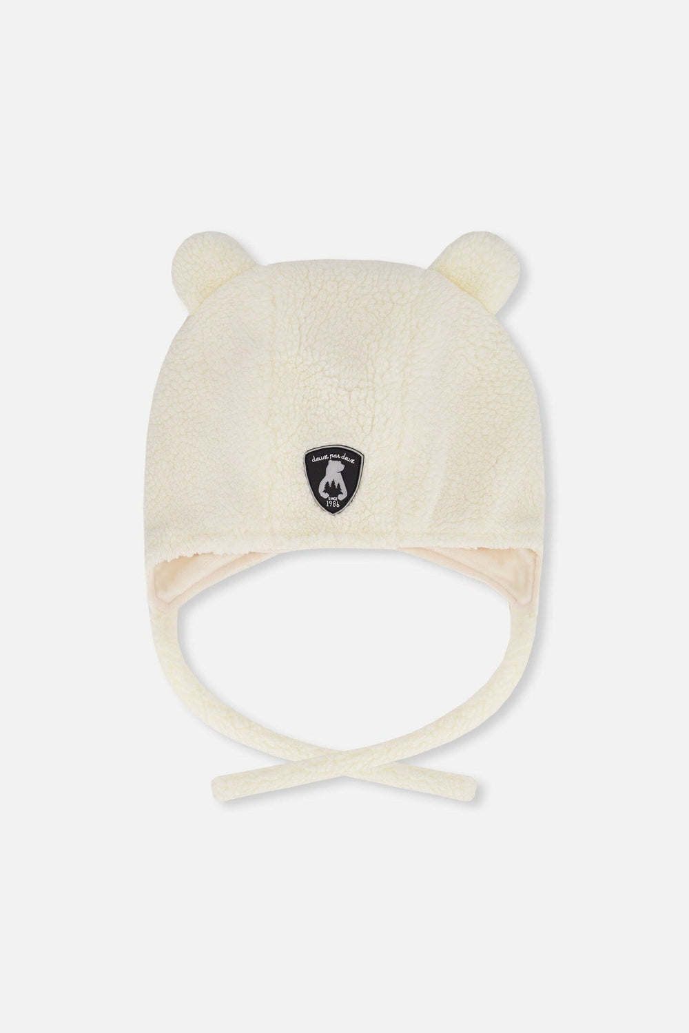 Bonnet bébé Sherpa doublé avec cache-oreilles écru