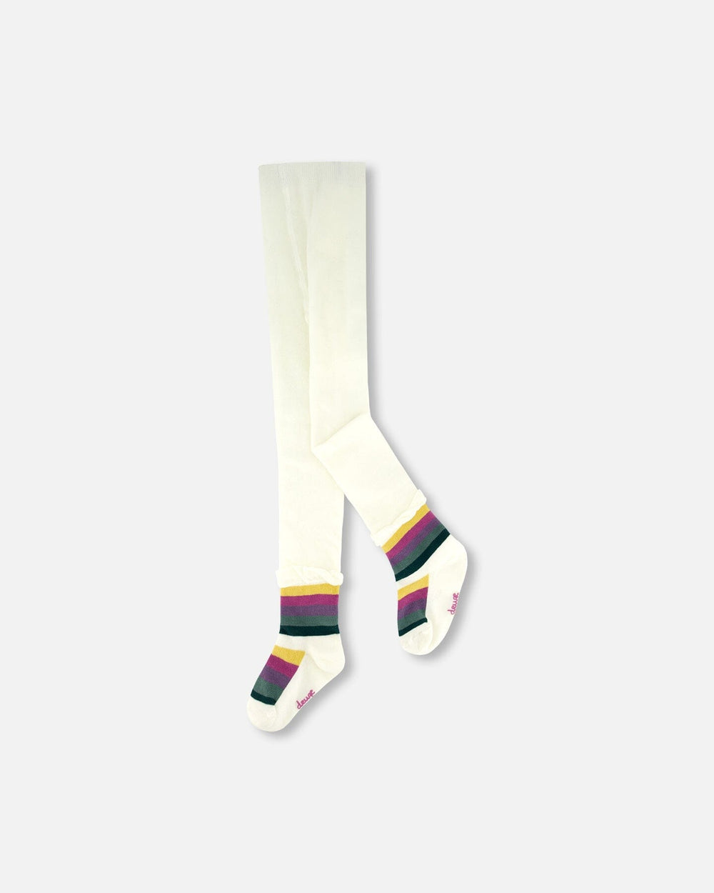 Collant en maille à pieds rayés blanc cassé