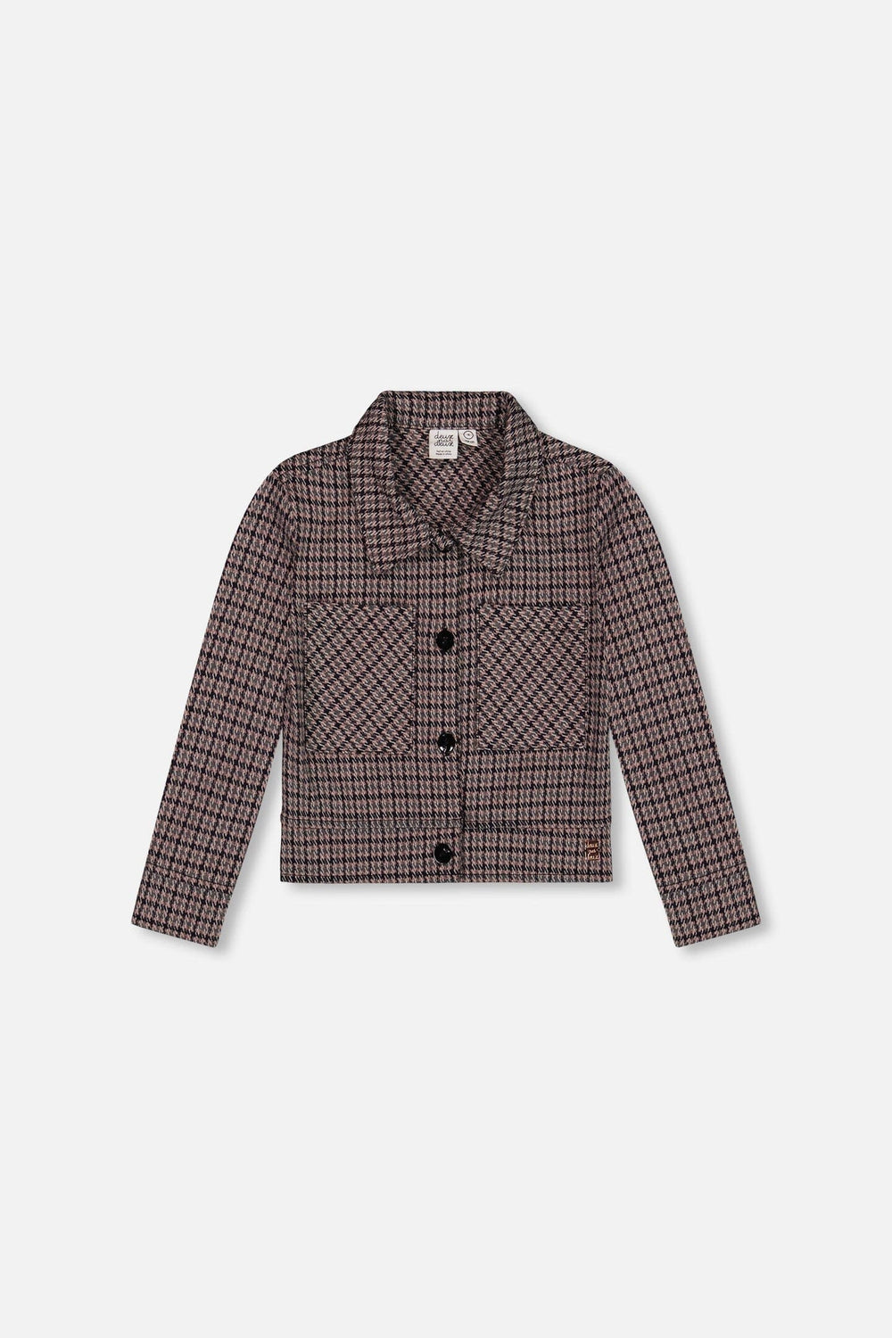 Jacquard Knit Jacket With Houndstooth Pattern