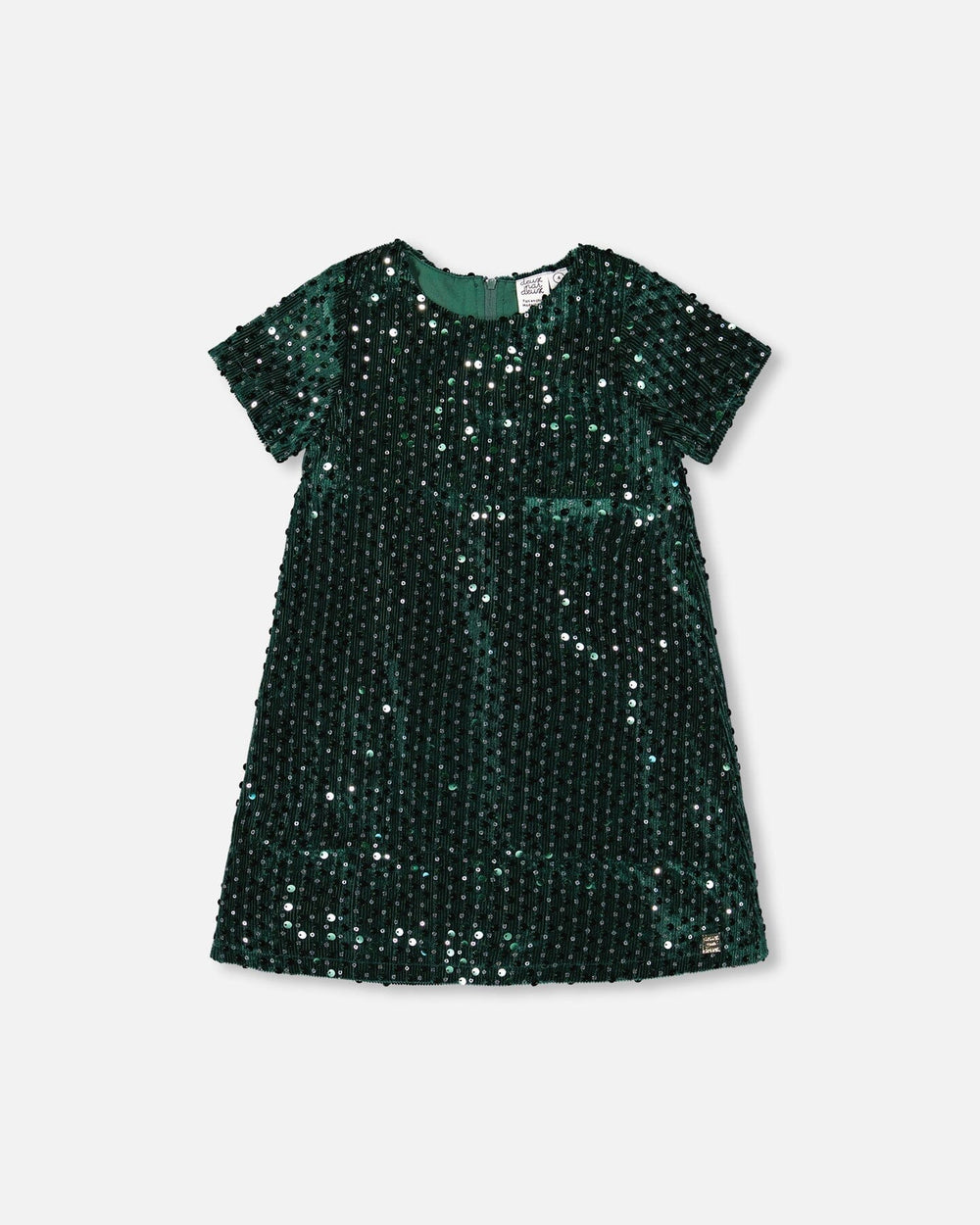 Velvet Short Sleeve Dress Forest Green — Deux par Deux