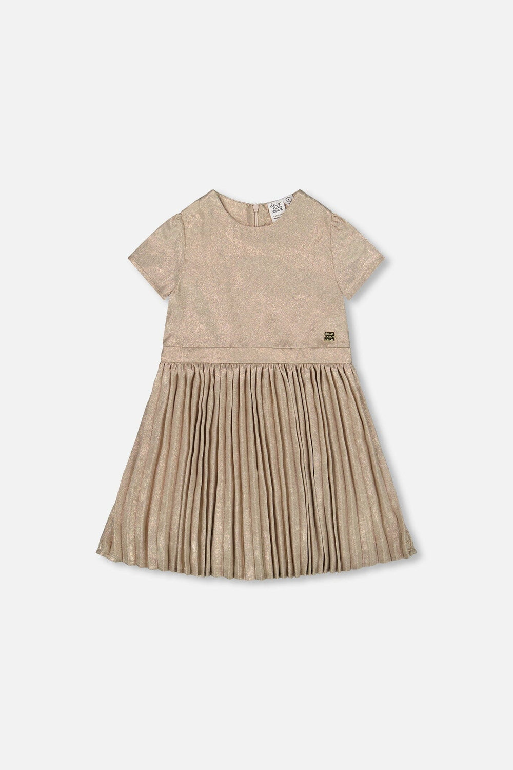 Robe courte à manches courtes avec jupe plissée caramel clair