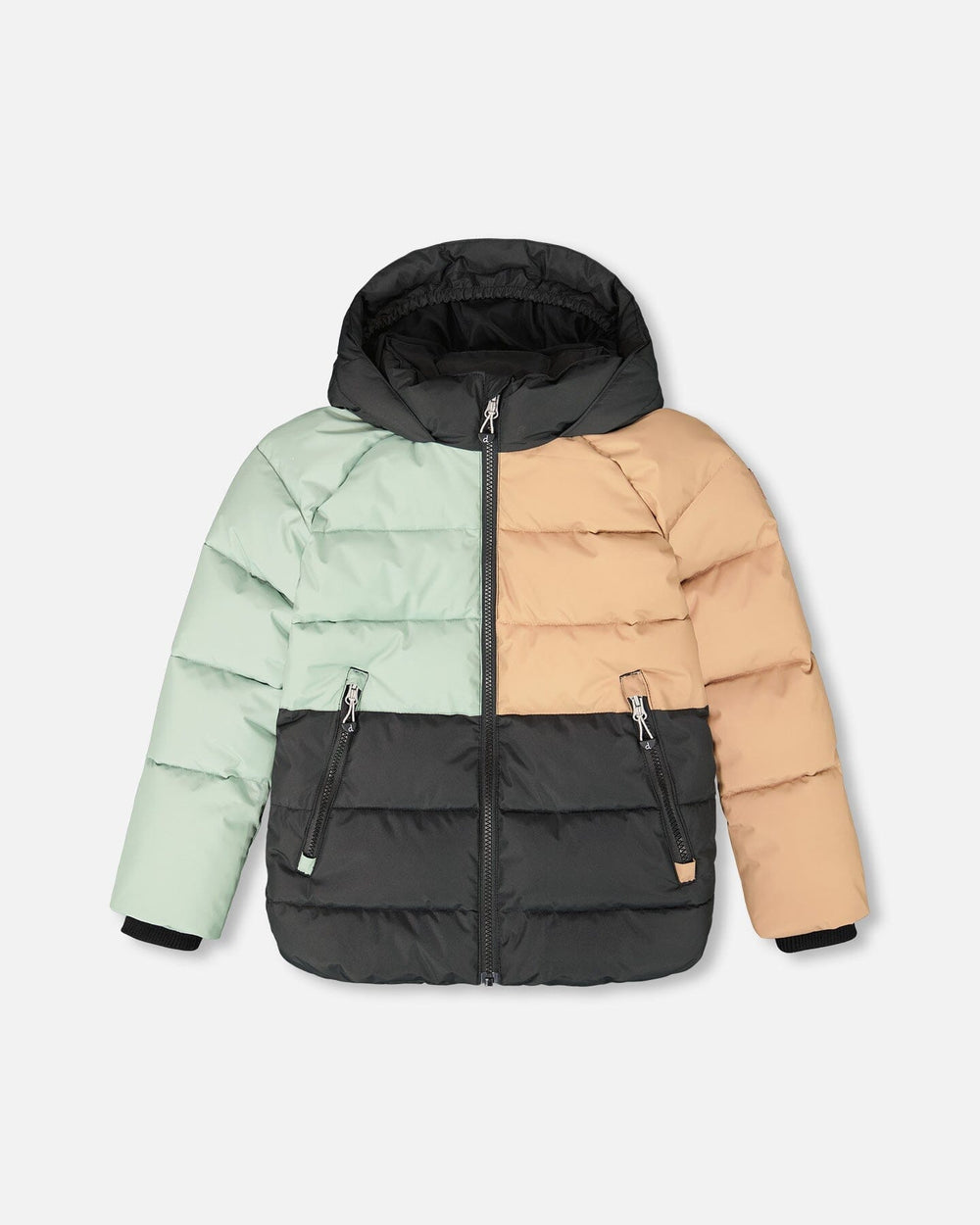 Colorblocked Puffy Winter Coat Black — Deux par Deux