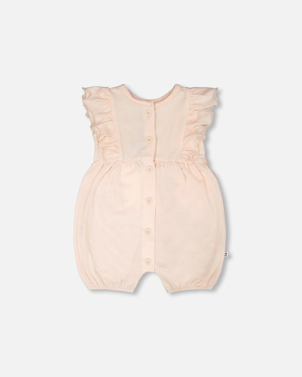 Organic Cotton Jersey Romper With Frills Peach — Deux par Deux