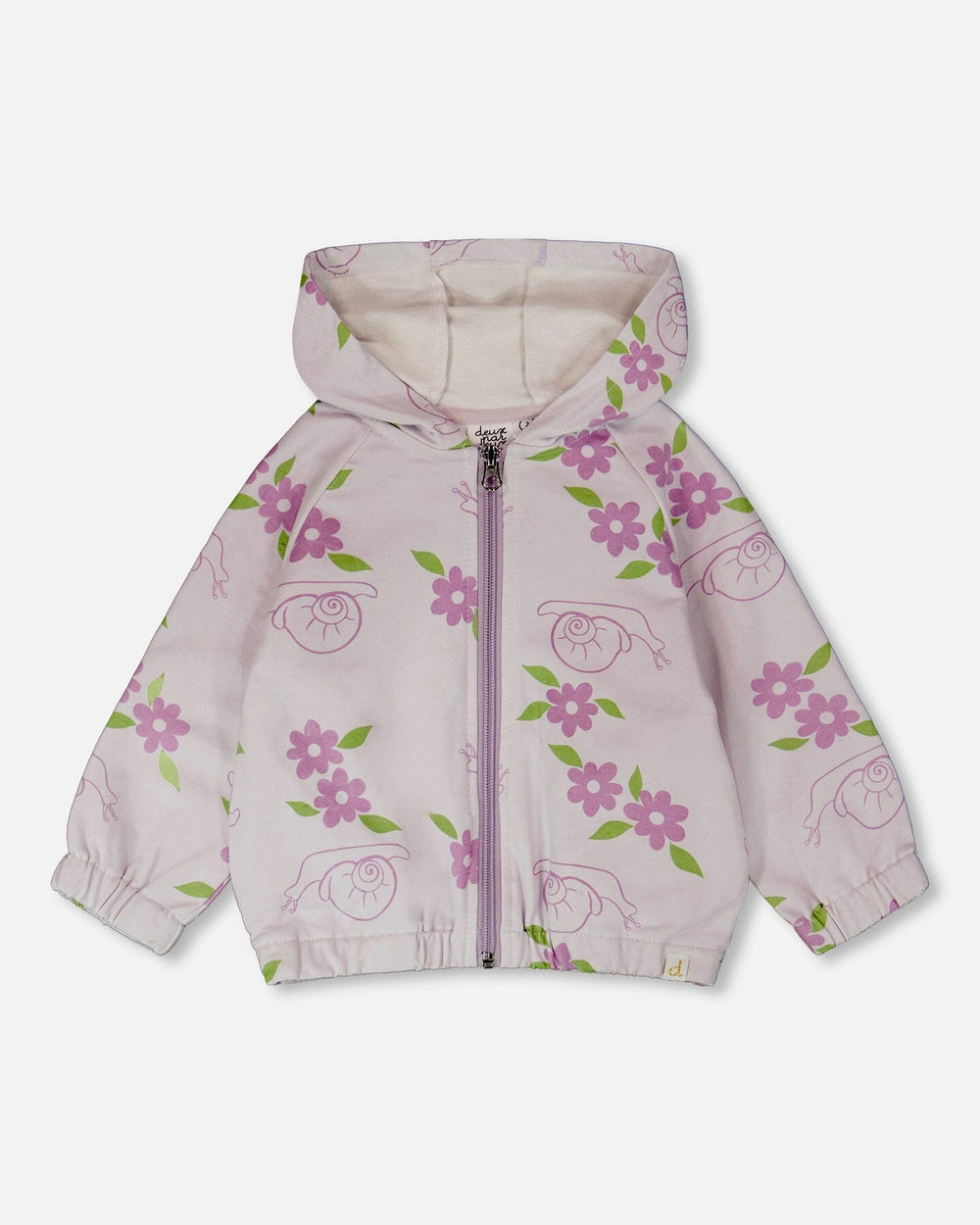 Gilet à Capuche en Molleton Imprimé Escargots Lilas