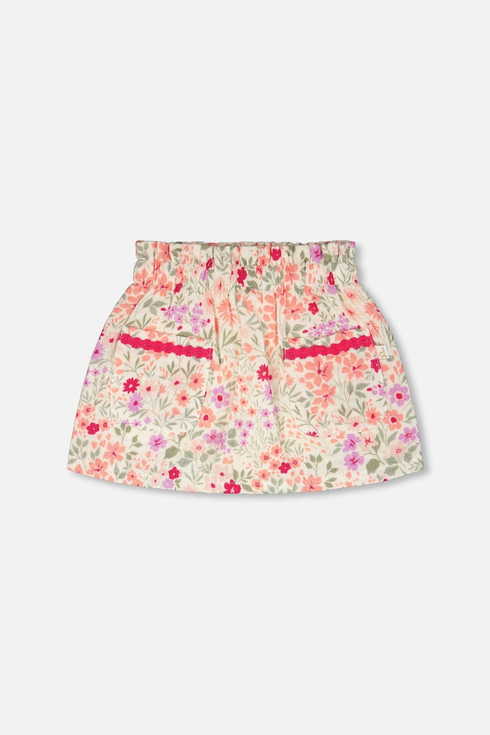 Jupe-short en mousseline écru à fleurs imprimées