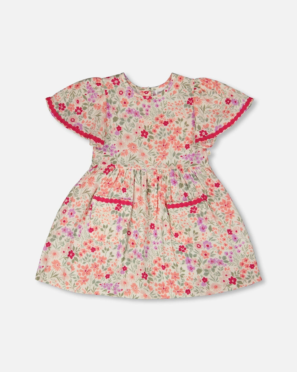 Robe en mousseline blanc cassé à fleurs imprimées