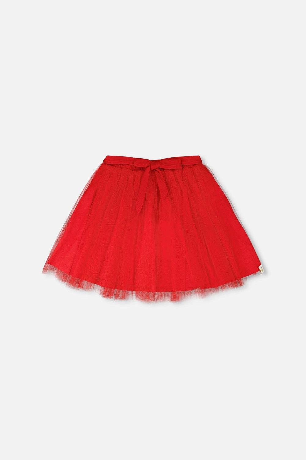 Mesh And Eyelet Skirt Red