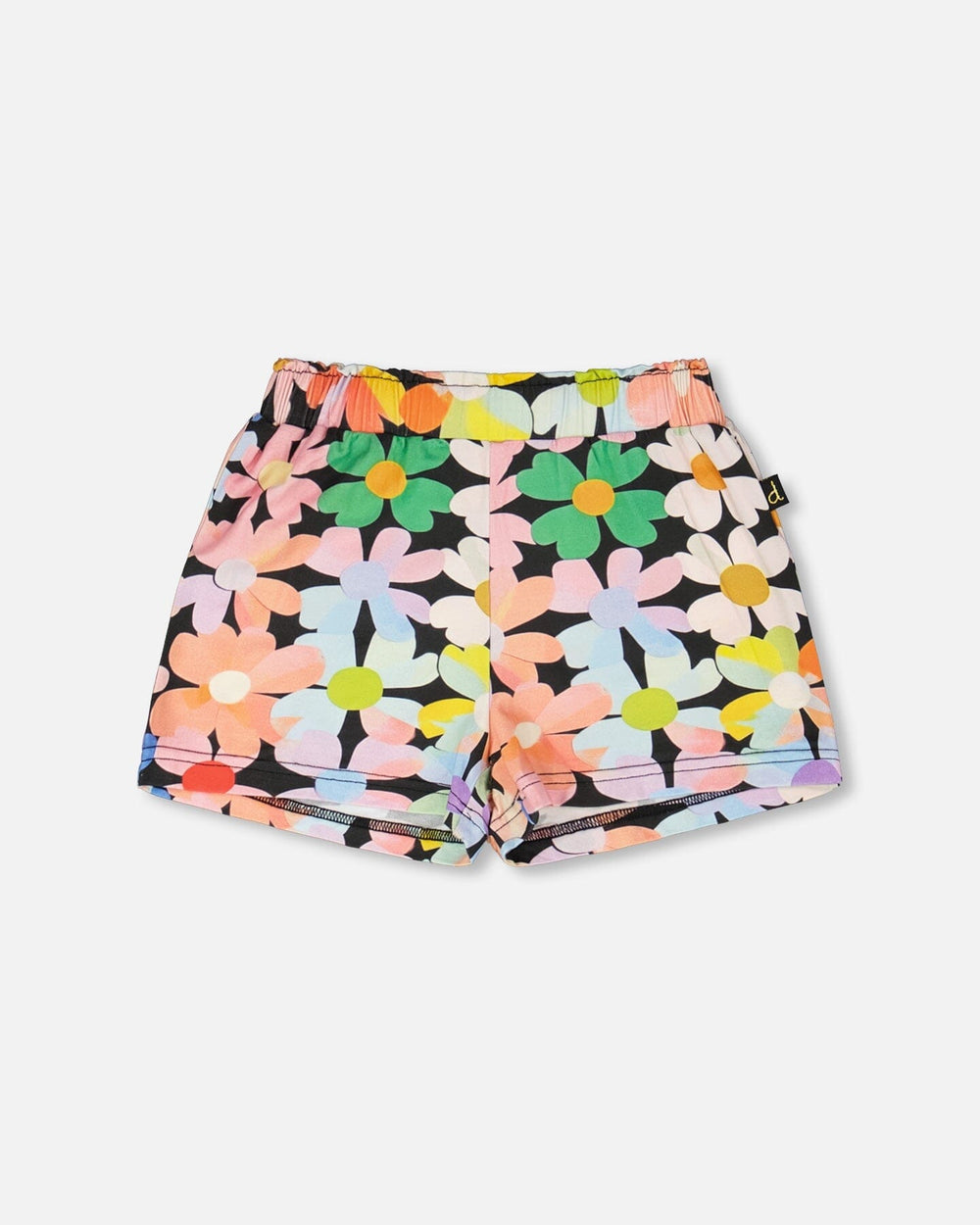 Short en jersey noir à imprimé fleuri