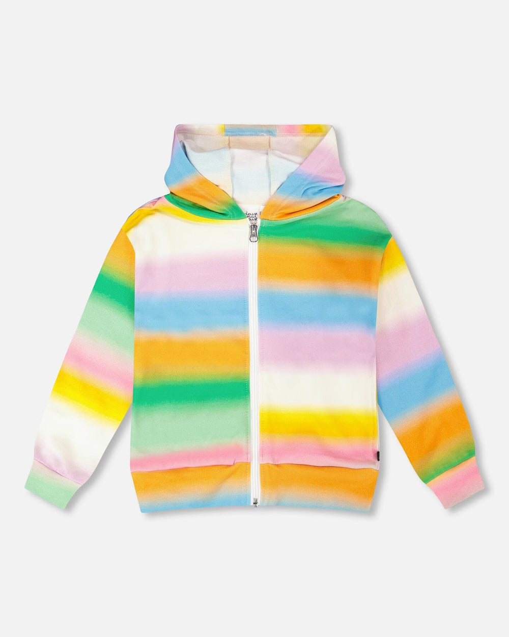 Sweat à capuche zippé en molleton imprimé multicolore