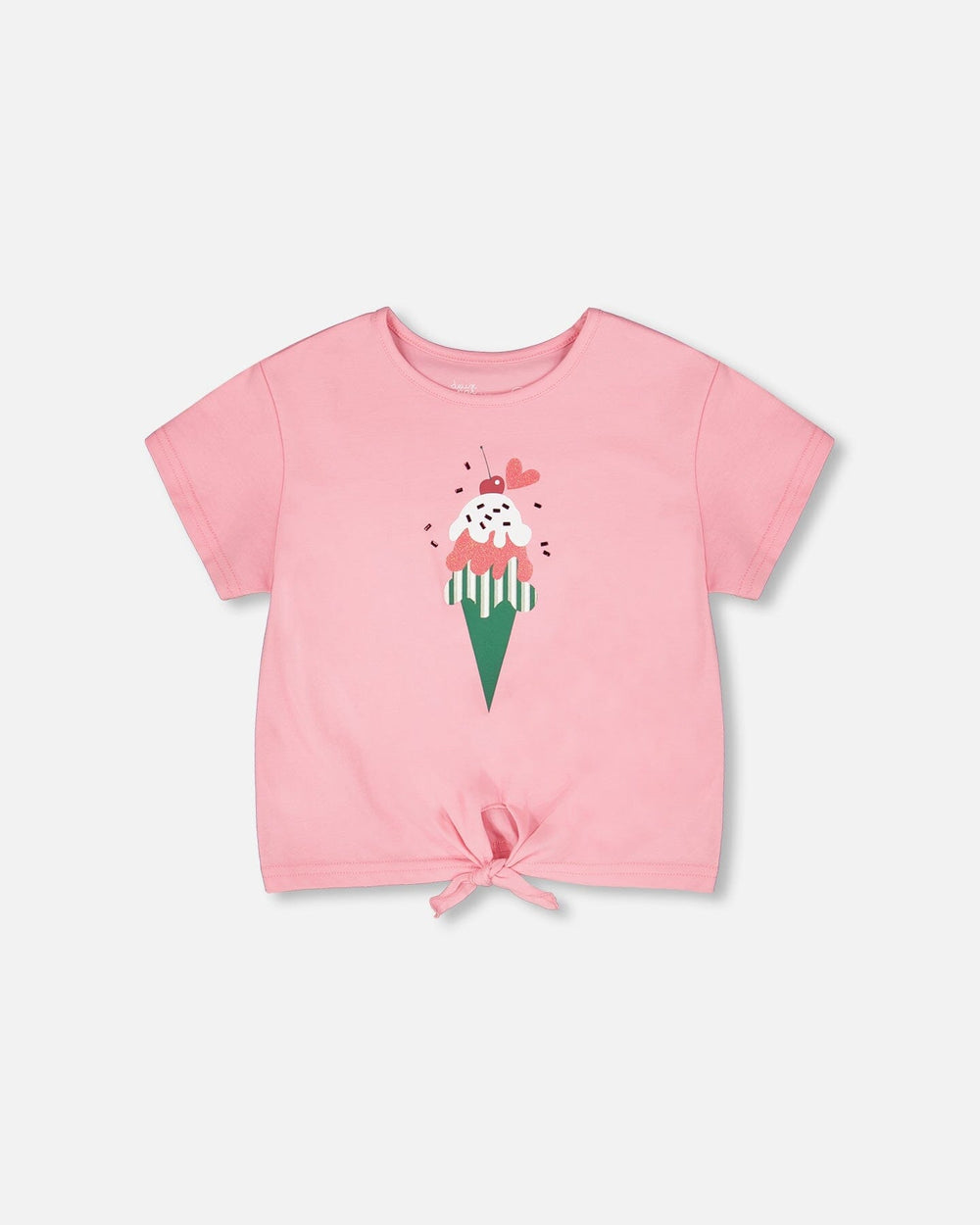T-shirt en jersey de coton biologique avec lien à la taille rose