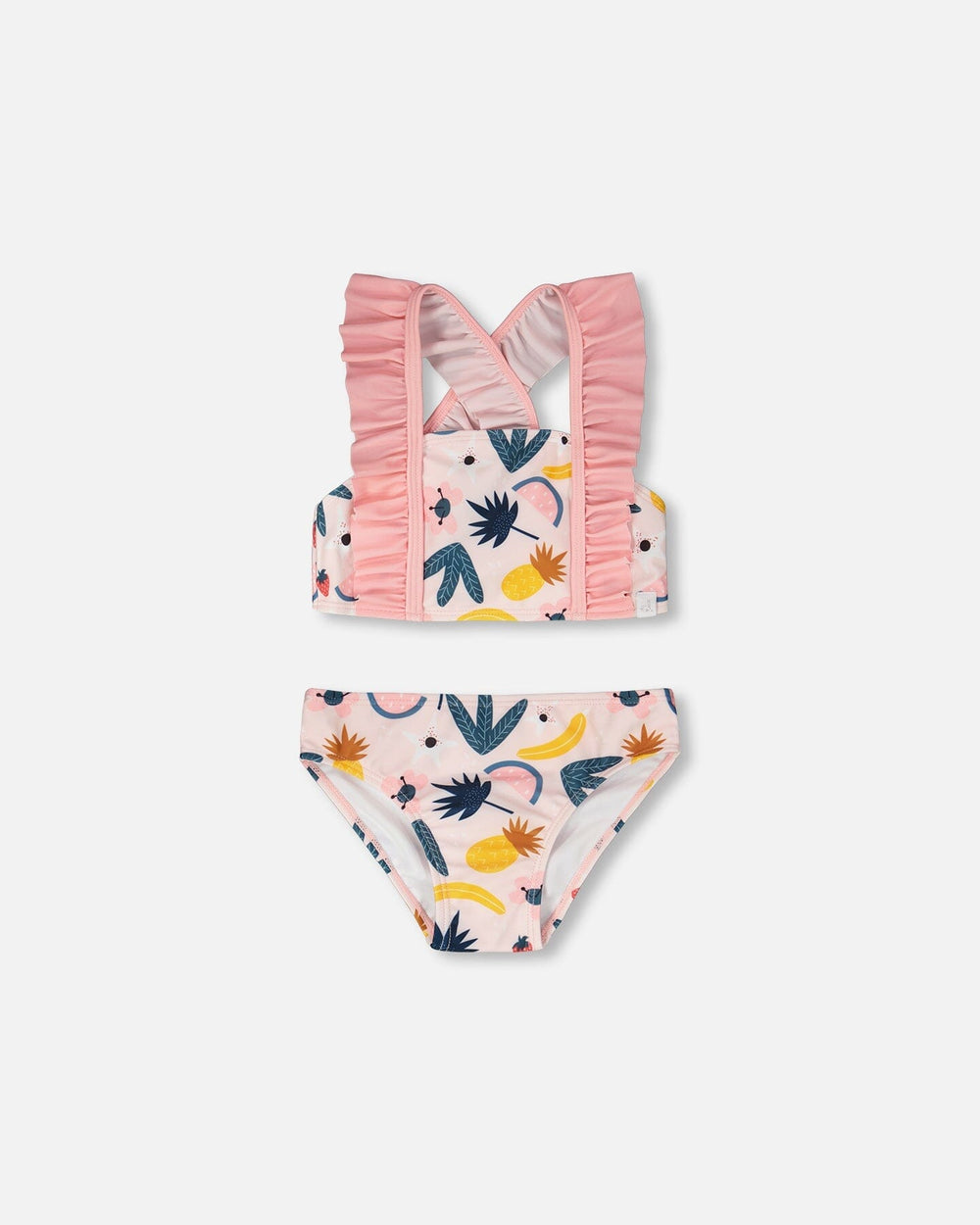 Two-Piece Swimsuit Pink Printed Fruits