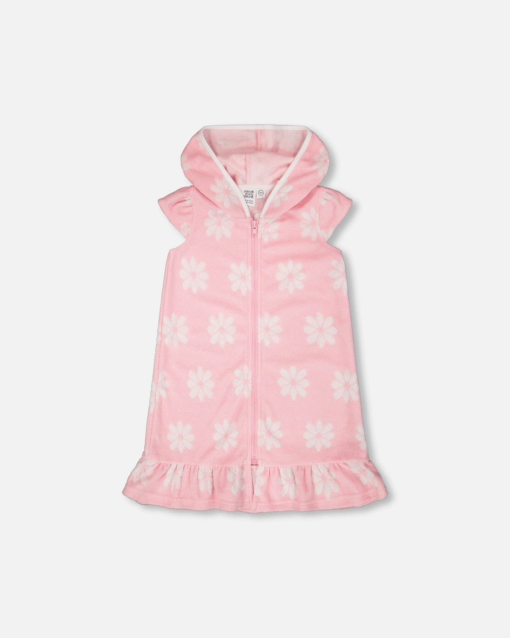 Robe de plage à capuche en tissu éponge avec imprimé floral rose