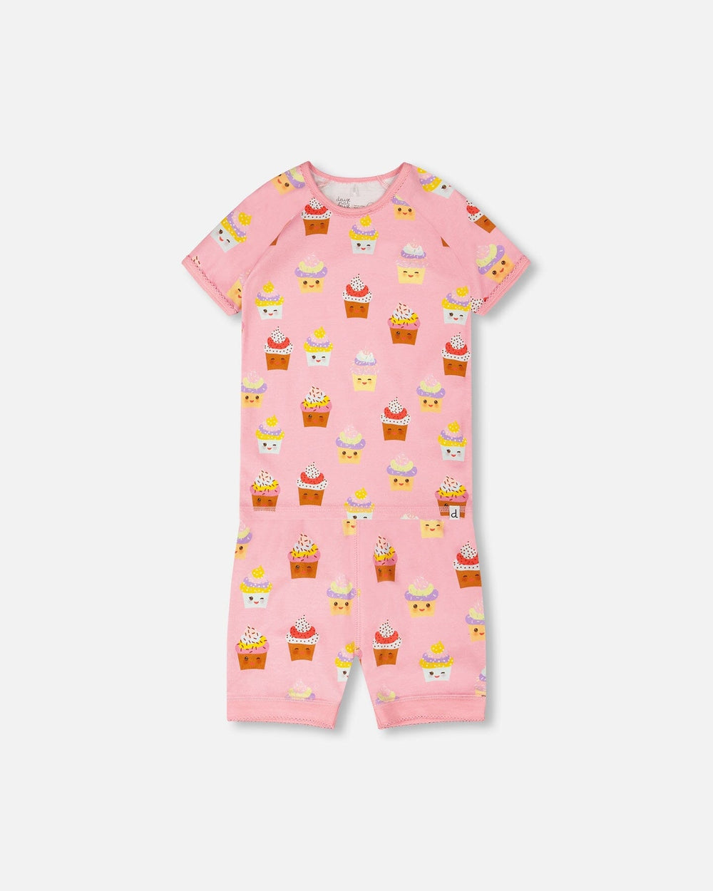Ensemble pyjama deux pièces en coton biologique imprimé cupcake rose
