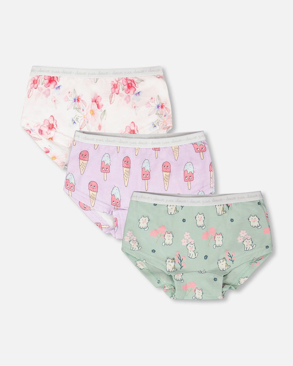 Boyshort Panties (Pack Of 3) Printed Organic Cotton — Deux par Deux