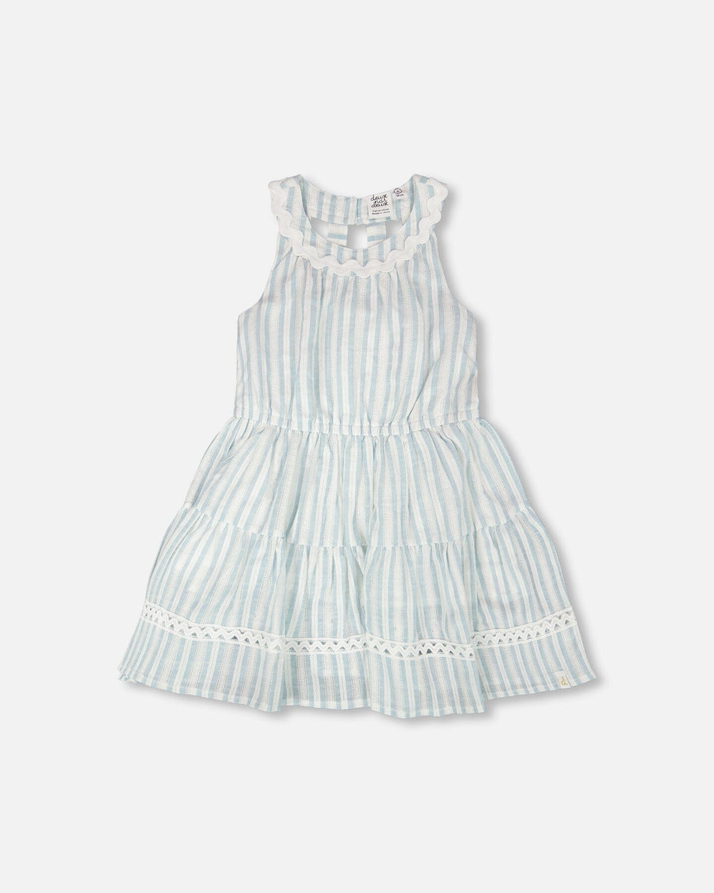 Robe à plusieurs niveaux rayée blanche et bleue