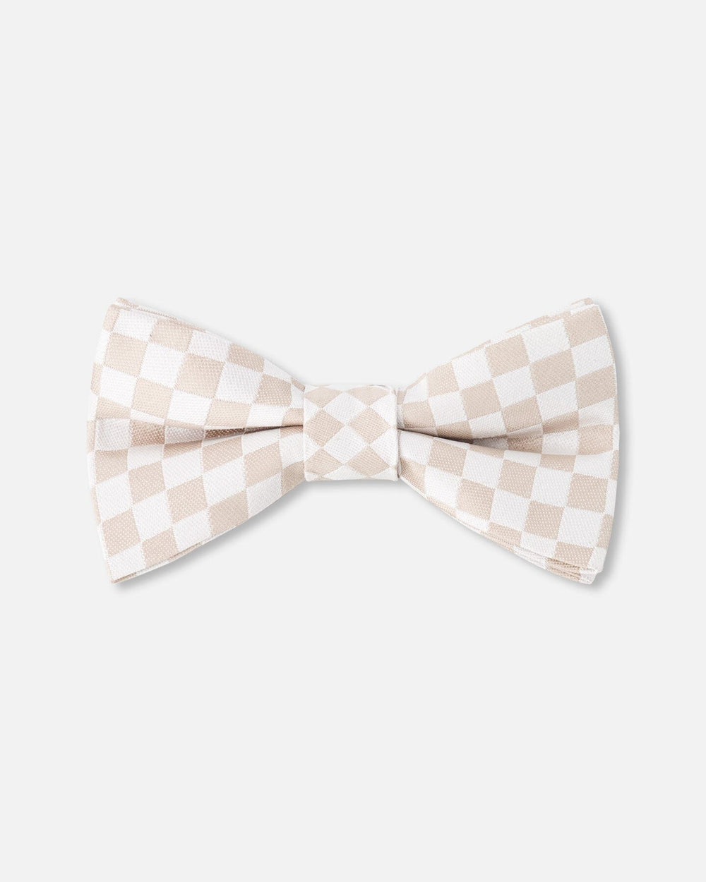 Nœud papillon à carreaux blanc et sable