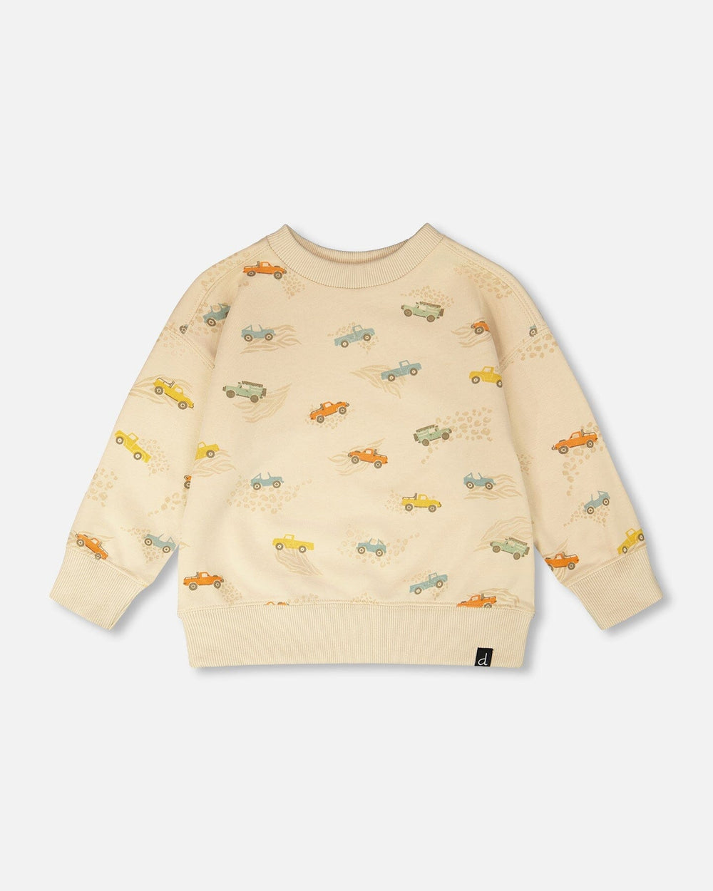 French Terry Sweatshirt Beige Jeep Print — Deux par Deux