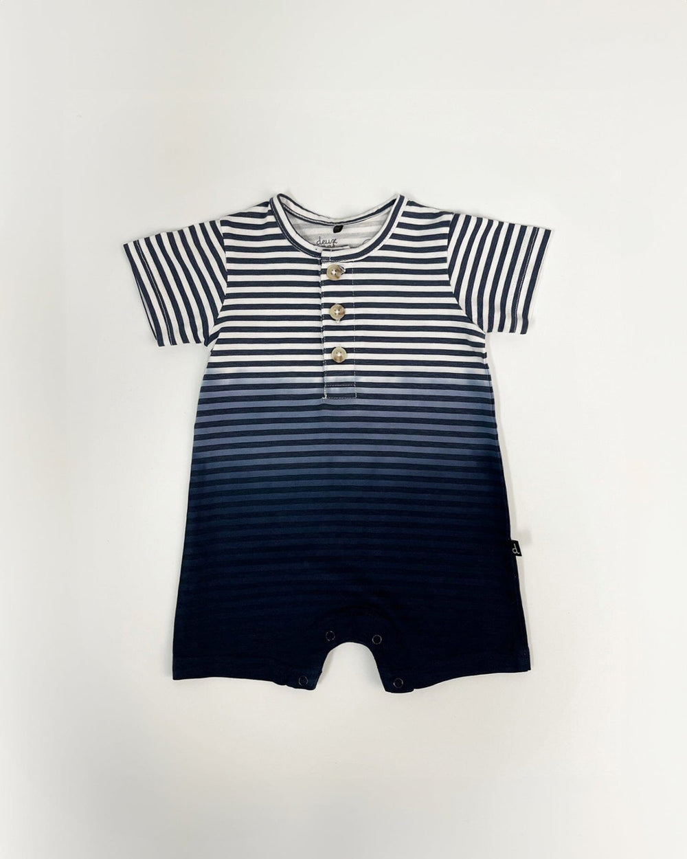 Grenouillère en coton biologique rayée bleu dégradé