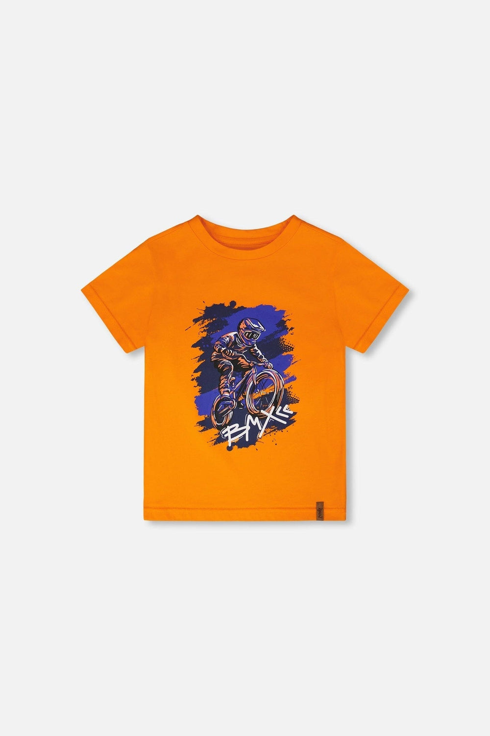 Organic Cotton Jersey T-Shirt With Bmx Print Orange