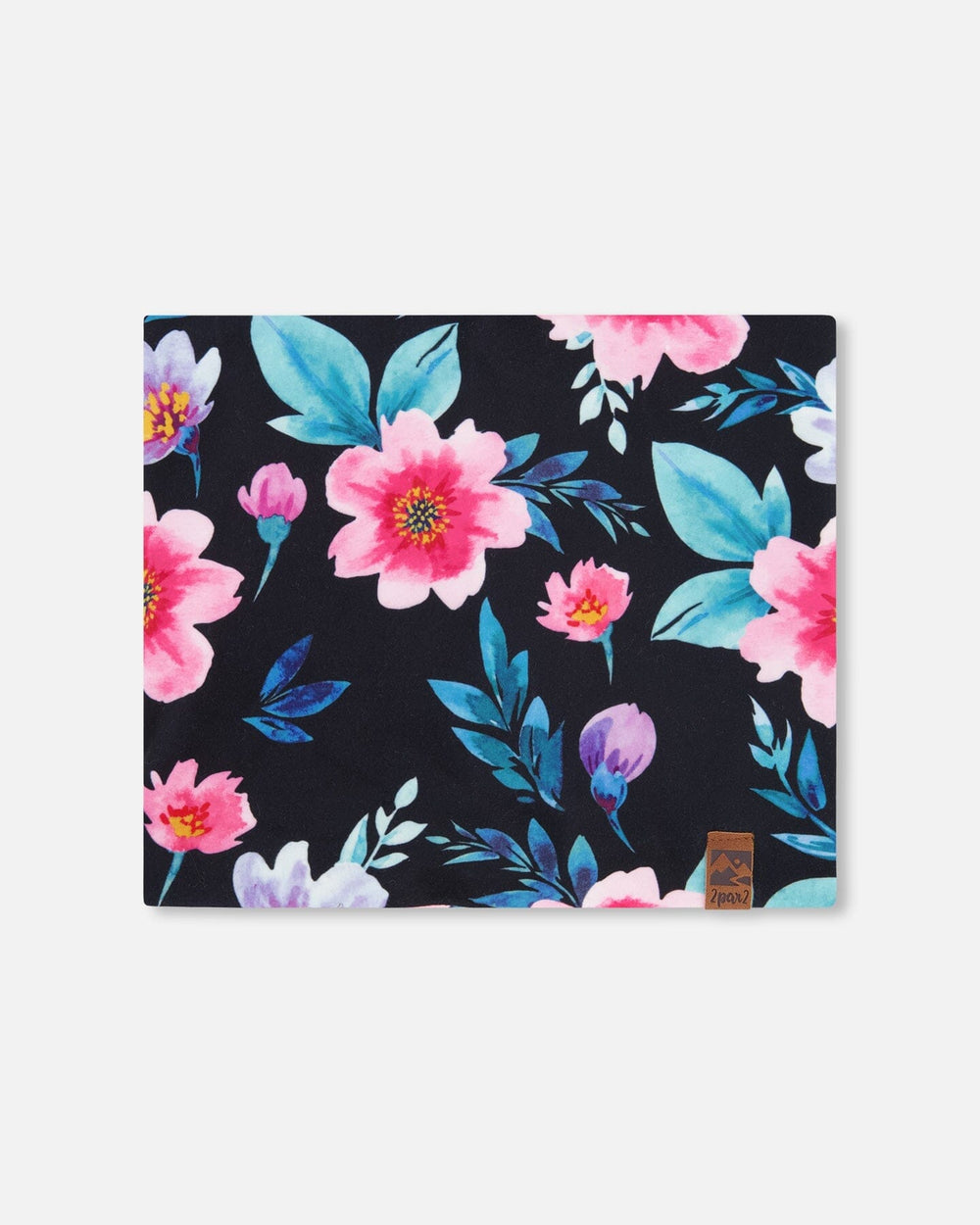Stretch Jersey Neck Tube Black Printed Flowers